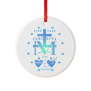 Miraculous Medal Blue Gradient Ceramic Ornament