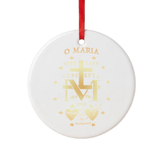 Miraculous Medal Latin Prayer Ceramic Ornament