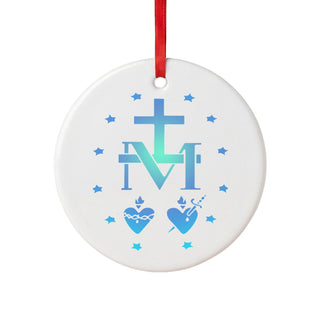 Miraculous Medal Blue Gradient Ceramic Ornament
