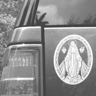 Miraculous Medal Vinyl Transparent Silver Decal