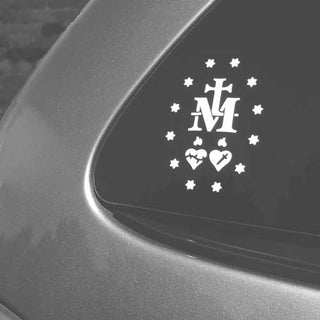Miraculous Medal Reverse Side White Vinyl ShapeCut Decal