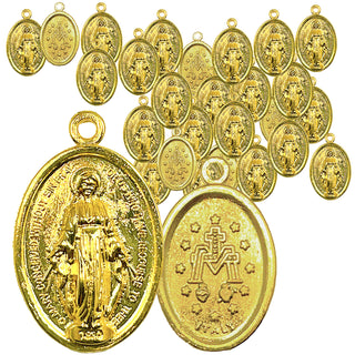 Gold Tone 1-inch Miraculous Medals - 25-Pack Bulk Discount