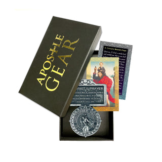 St. Christopher Visor Clip with Motorist Prayer - Gift Set