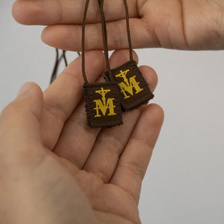 Marian Crucifix Mini | Premium Brown Scapular