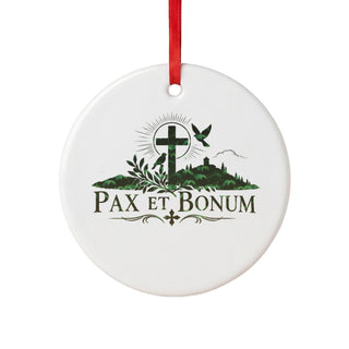 Pax et Bonum Botanical Cross Ceramic Ornament