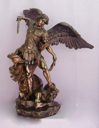 St. Michael Cold-Cast Bronze Lightly Hand-Painted 29" - SALE