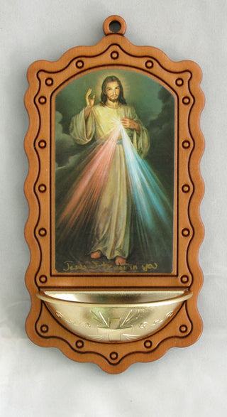 Divine Mercy Wood/Gold 3.5X7"