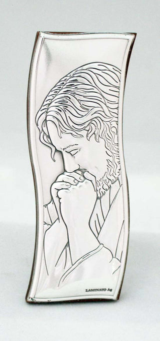 Christ-Gethsemane Sterling Silver Print On Wood Plaque 1.5X2.25"