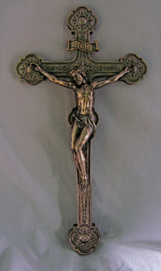 Crucifix Hand-Painted Cold-Cast Bronze 20"