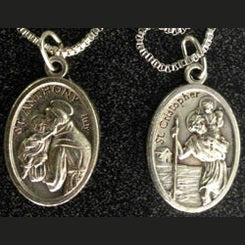 St. Anthony/St. Christopher Medal Nickel 1" 23" Chain