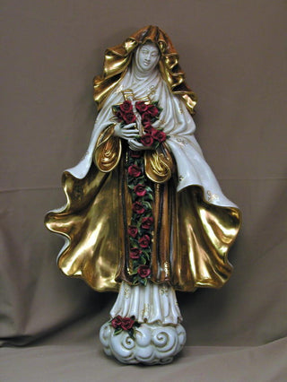 St. Theresa Wall Plaque Hand-Painted Ceramic 21"