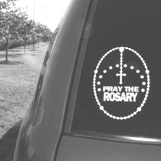 Pray the Rosary White Vinyl ShapeCut Decal