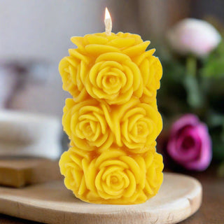100% Besswax Rose Pillar Candle