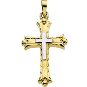 14K Yellow Gold/White Two Tone Cross Pendant