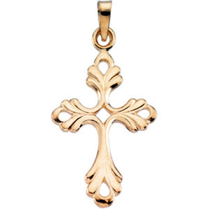 14K Yellow Gold Cross Pendant with Design