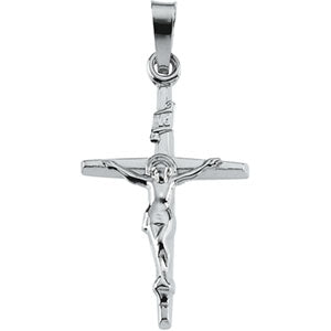 14K White Gold Crucifix Pendant