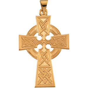 14K Yellow Gold Large Celtic Cross Pendant at Catholic Shop