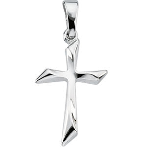 14K White Gold Cross Pendant