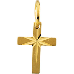 14K Yellow Gold Childs Cross Pendant with Star