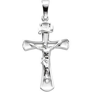 14K White Gold Crucifix Pendant
