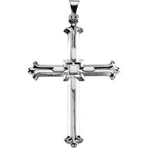 14K White Gold Large Cross Pendant at Catholic Shop
