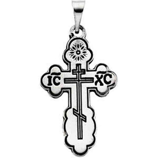 14K White Gold Die Struck Orthodox Cross
