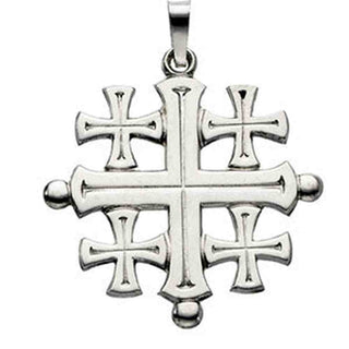 14K White Gold Jerusalem Cross Pendant at Catholic Shop