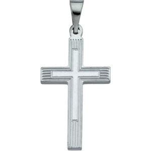 14K White Gold Extra Heavy Cross Pendant