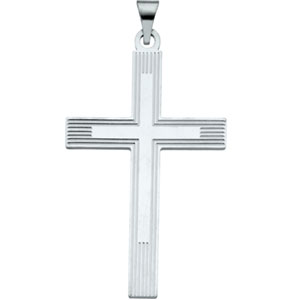 14K White Gold Extra Heavy Cross Pendant