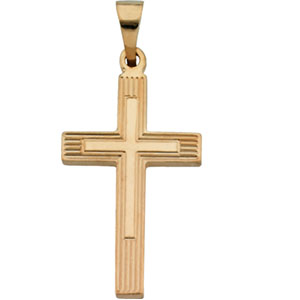 14K Yellow Gold Extra Heavy Cross Pendant