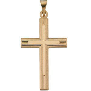 14K Yellow Gold Extra Heavy Cross Pendant