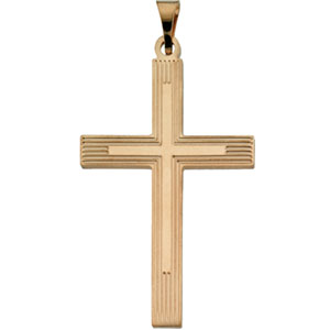14K Yellow Gold Extra Heavy Cross Pendant