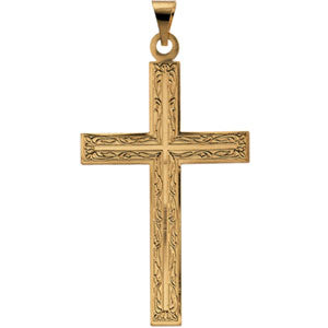 14K Yellow Gold Cross Pendant with Design