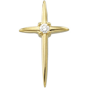 14K Yellow Gold Cross Pendant with Diamond