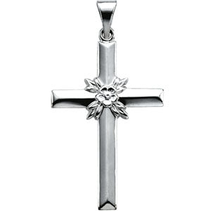14K White Gold Cross Pendant