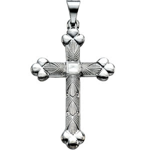 14K White Gold Cross Pendant