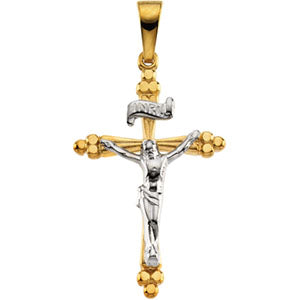 14K White Gold Crucifix Pendant