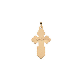 14K White Gold Die Struck Orthodox Cross