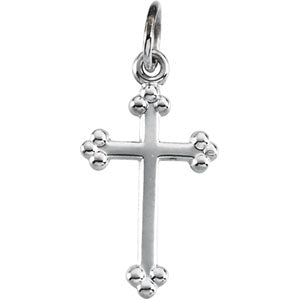 14K White Gold Cross Pendant