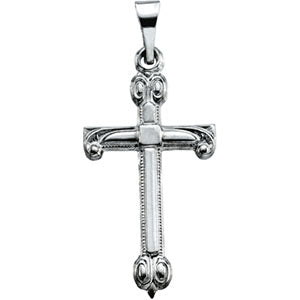 14K White Gold Cross Pendant