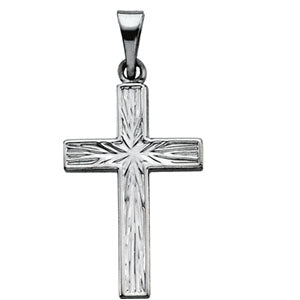 14K White Gold Cross Pendant