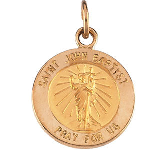 Sterling Silver Round St John The Baptst Pendant Medal with Chain at Catholic Shop