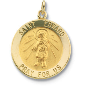 14K Yellow Gold Saint EdwaRound Pendant