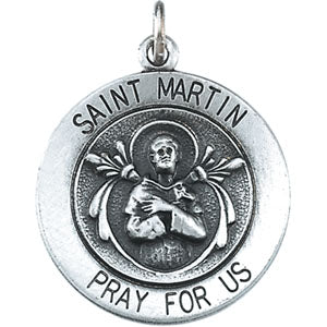 Sterling Silver Round St Martin Pendant Pendant with Chain