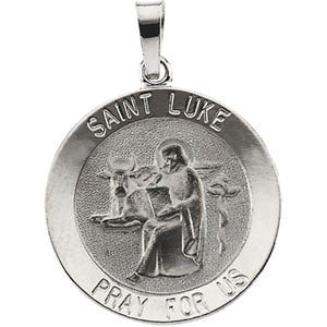 14K White Gold St. Luke Pendant