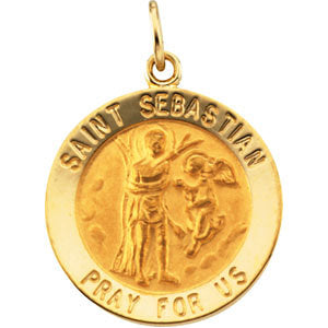 14K Yellow Gold St. Seabastian Medal at Catholic Shop