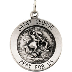 Sterling Silver Round St. George Pendant Medal with Chain at Catholic Shop