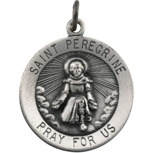 Sterling Silver Round Peregrine Pendant Medal with Chain at Catholic Shop