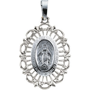 14K White Gold Miraculous Medal
