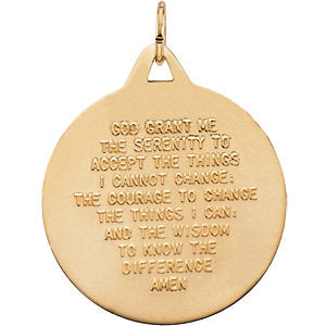 14K Yellow Gold Disc with Praying Hands Pendant